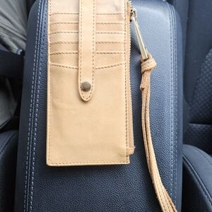 Margot Gold and Tan Leather Wristlet